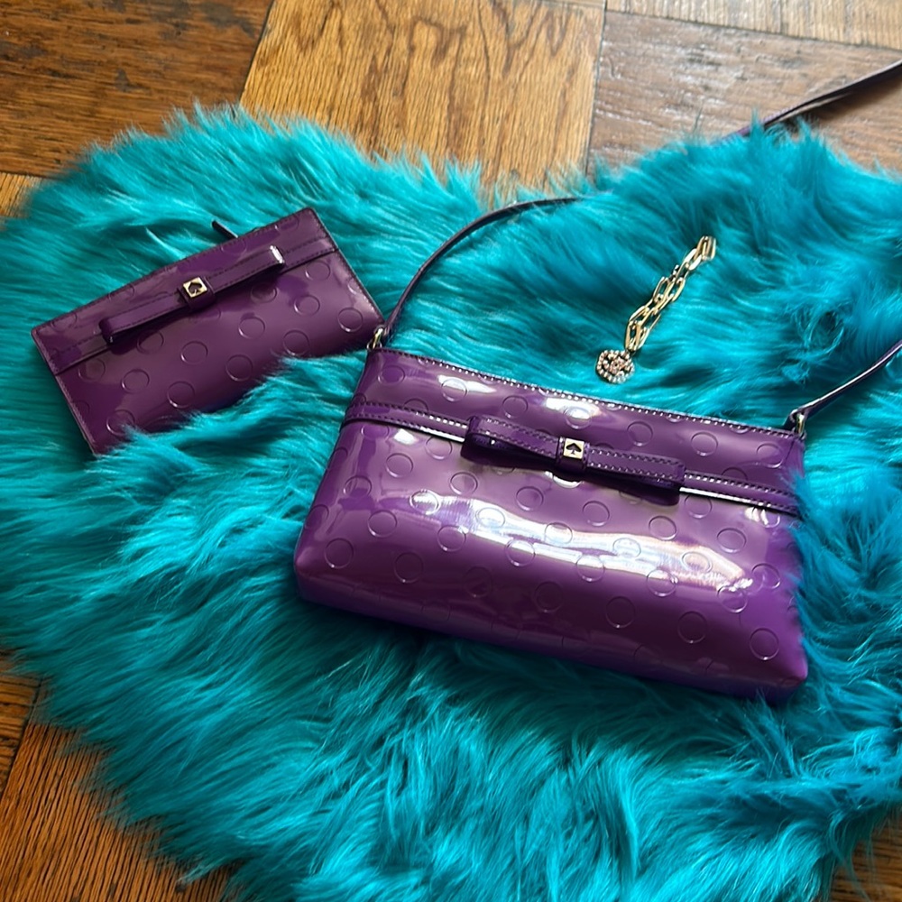 NWOT Purple Authentic Kate Spade New York Camellia Street bag ,matching wallet